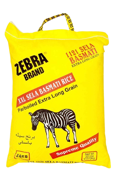 Zebra XXL Sela Basmati Rice (20 lb) (Yellow Bag)