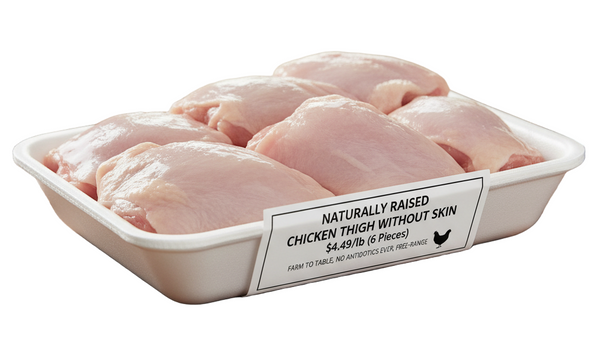 Naturally Raised Chicken Thigh Without Skin - $4.49/lb