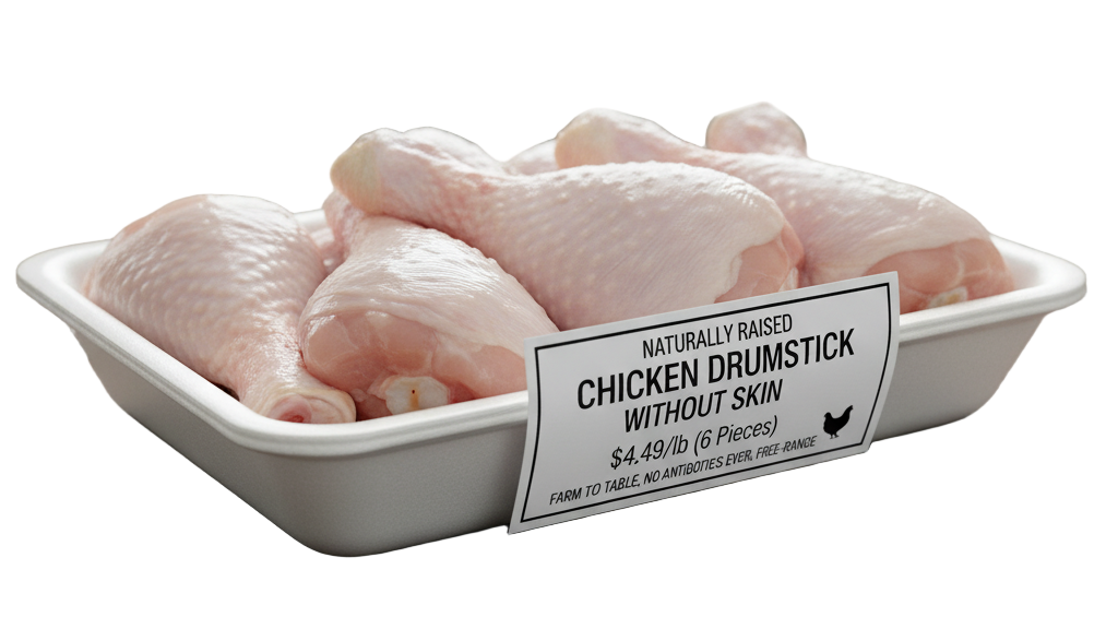 Naturally Raised Chicken Drumstick Without Skin - $4.49/lb