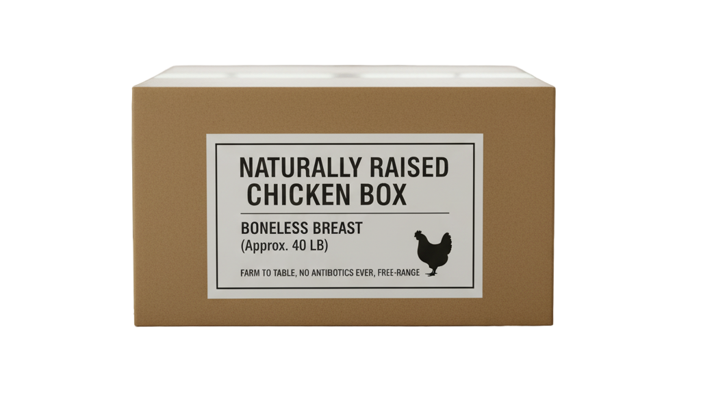 Naturally Raised Chicken Box – Boneless Breast (Approx. 40 lb)
