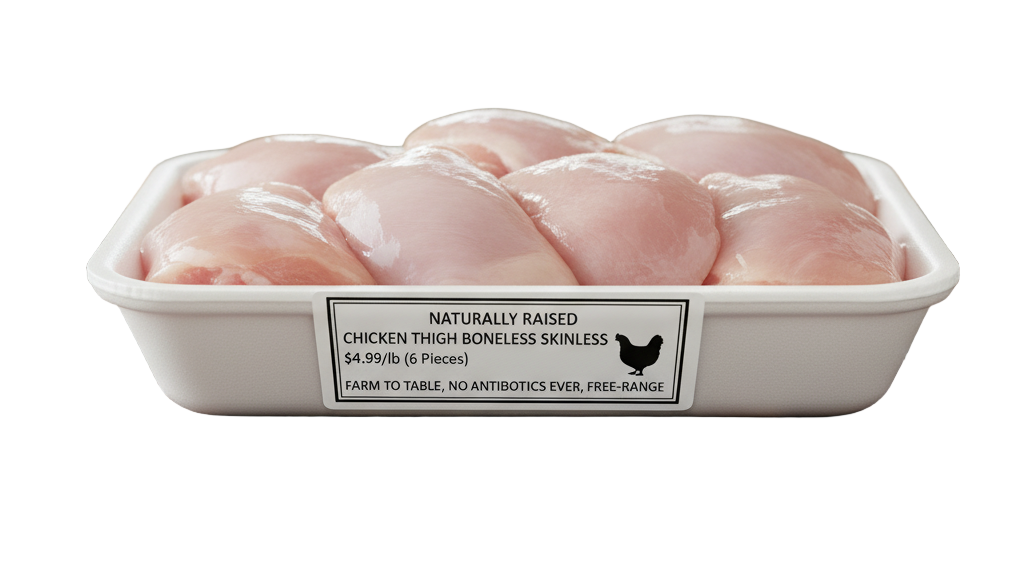 Naturally Raised Chicken Thigh Boneless Skinless - $4.99/lb