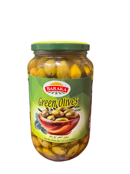 Baraka Green Olives with Thyme (35 oz)