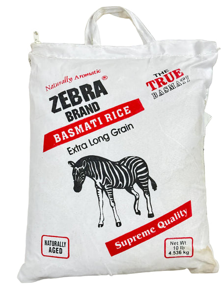 Zebra Basmati Rice Extra Long Grain (10 lbs) (White Bag)
