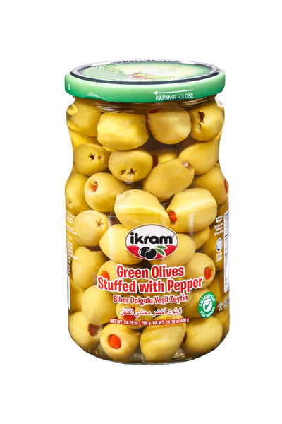 Ikram Green Olives Stuffed with Pepper (14 Oz)