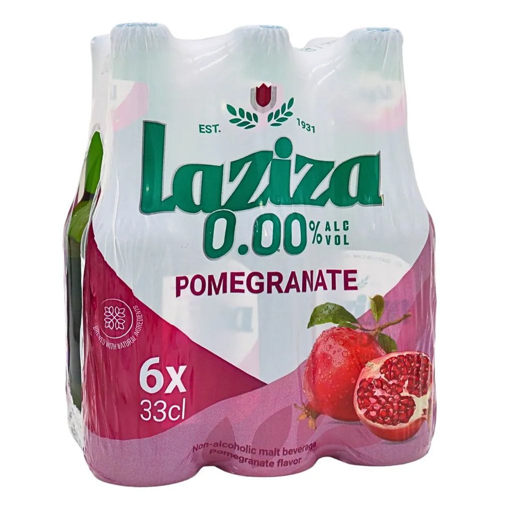 Laziza Pomegranate Flavor (6 x 330 ml) ⚠️ Glass bottles ⚠️ (See description for more details)