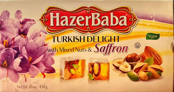 Hazer Baba Turkish Delight with Mixed Nuts & Saffron (16 oz)