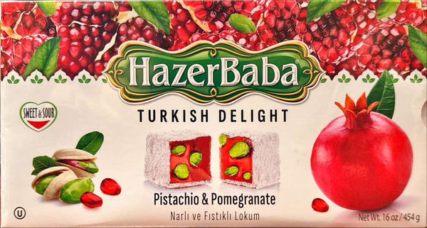 Hazer Baba Turkish Delight Pistachio Pomegranate (Sweet & Sour) (16 oz)