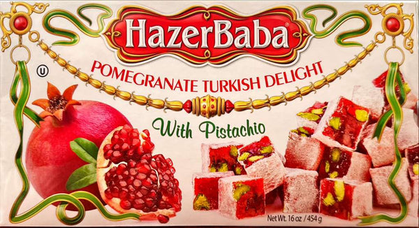 Hazer Baba Pomegranate Turkish Delight with Pistachio (16 oz)