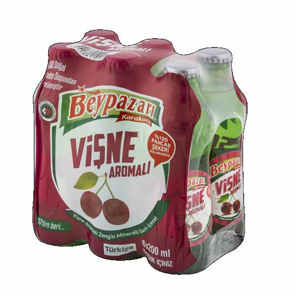 Beypazari Sour Cherry Sparkling Water (6 x 200 ml) ⚠️ Glass bottles ⚠️ (See description for more details)