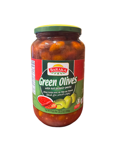 Baraka Green Olives with Hot Pepper Paste (32 Oz)