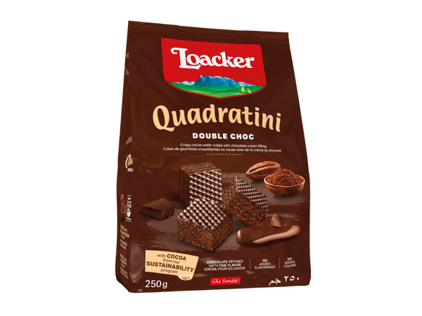 Loacker Quadratini Double Chocolate Wafer 250 g (Institutional Order)
