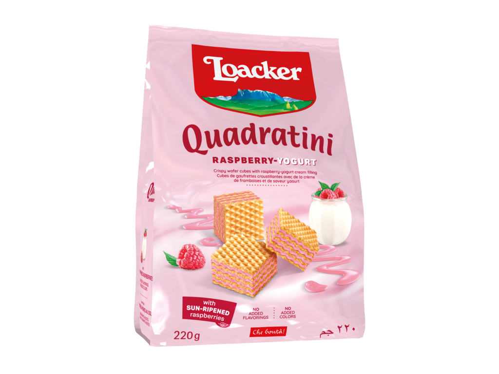 Loacker Quadratini Raspberry Yogurt Wafer 250 g (Institutional Order)