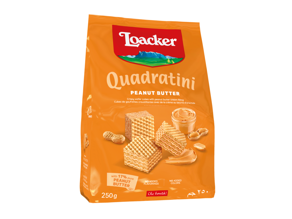 Loacker Quadratini Peanut Butter Wafer 250 g (Institutional Order)