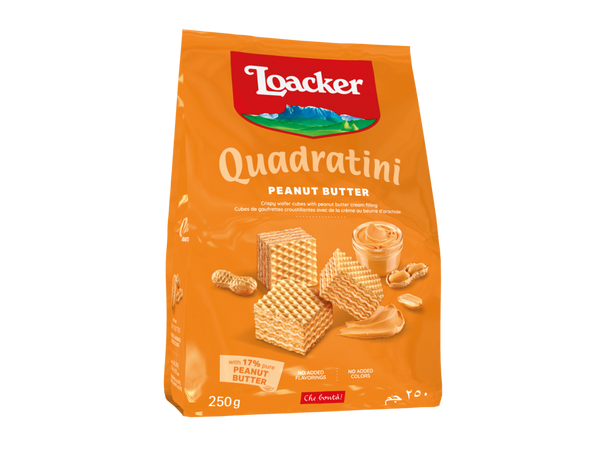 Loacker Quadratini Peanut Butter Wafer 250 g (Institutional Order)