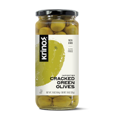 KRINOS Cracked Green Olives (16 Oz)