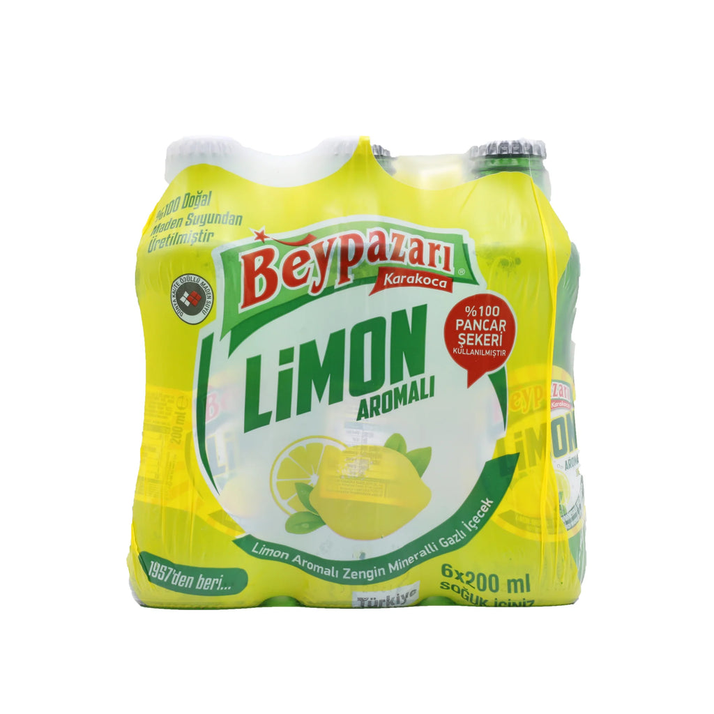 Beypazari Lemon Sparkling Water (6 x 200 ml) ⚠️ Glass bottles ⚠️ (See description for more details)