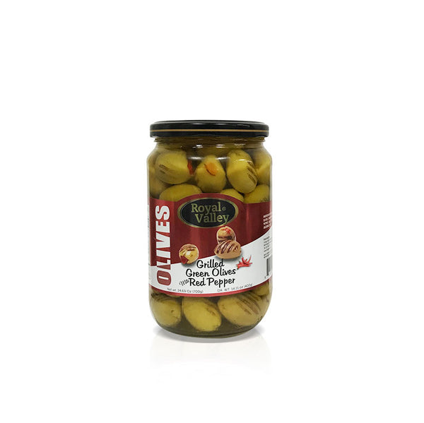 Royal Valley Grilled Green Olives with Red Pepper (24 oz)