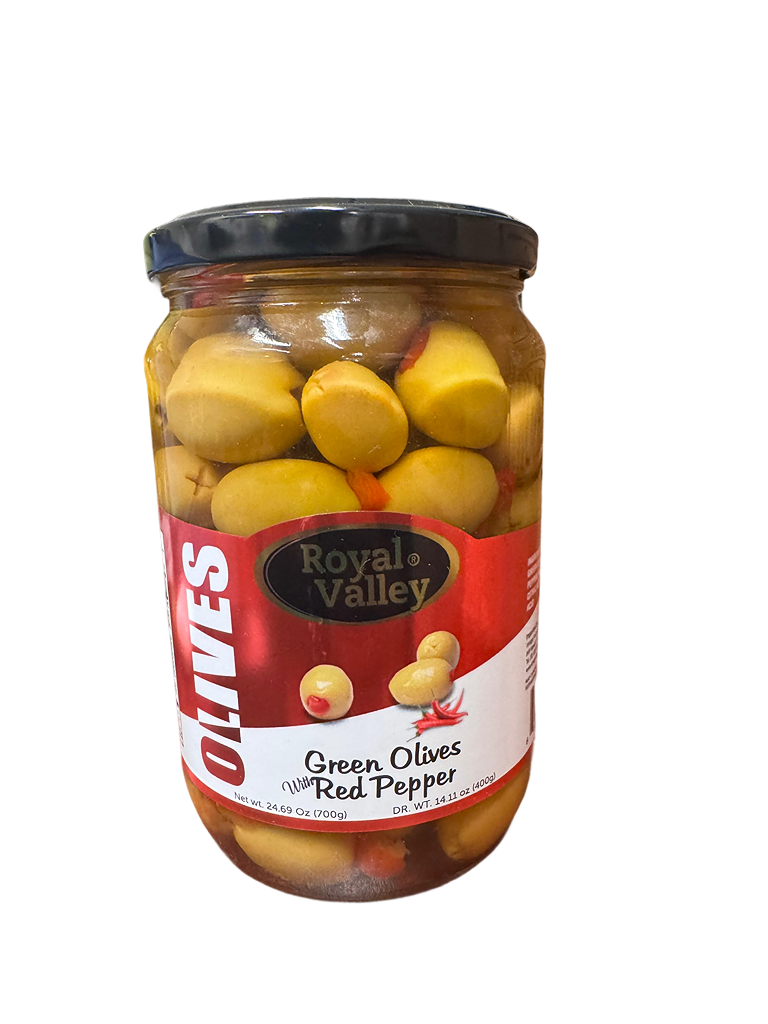 Royal Valley Green Olives with Red Pepper (24 oz)